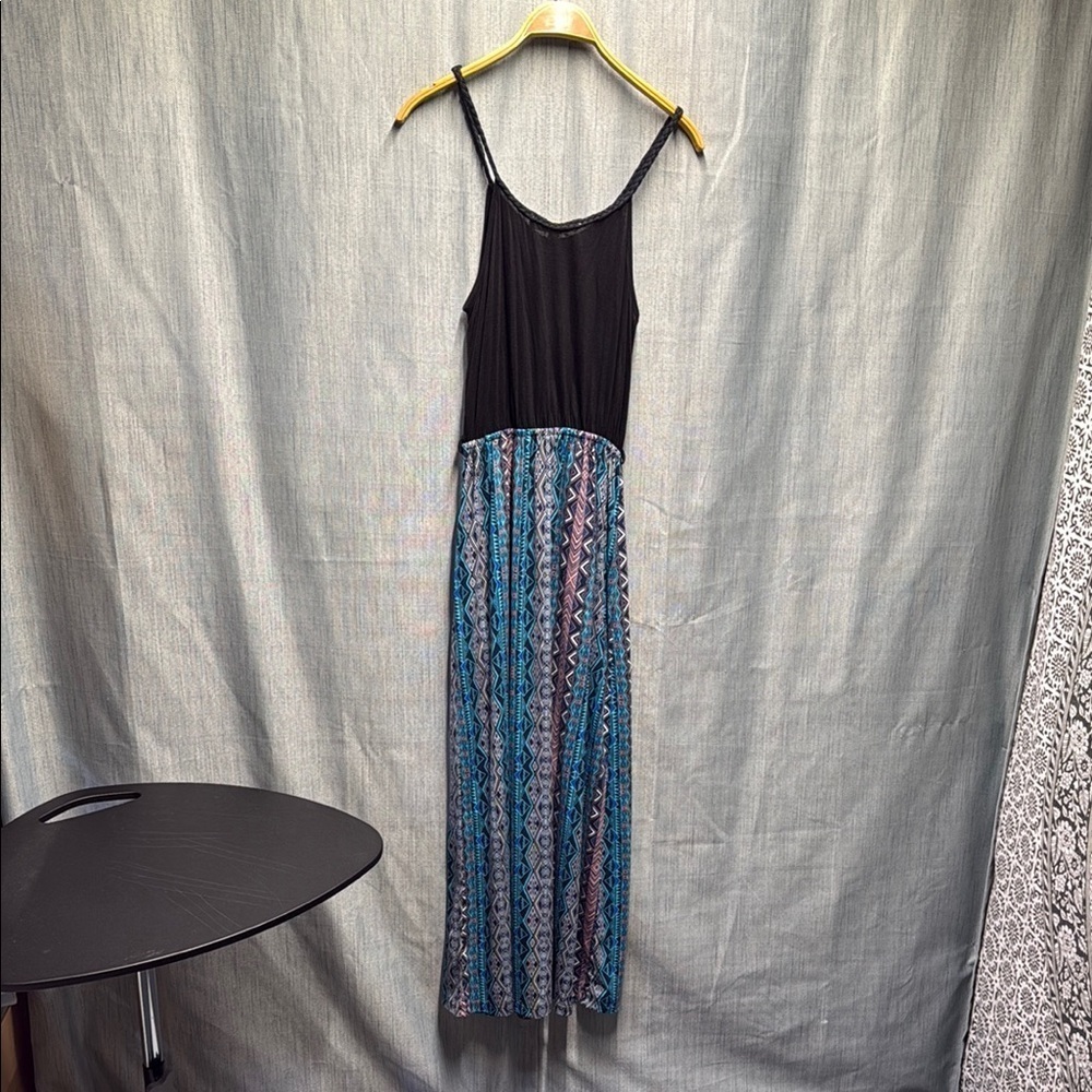 🏴 Pink Rose Black and Blue Spaghetti Strap Sundress size medium NWT